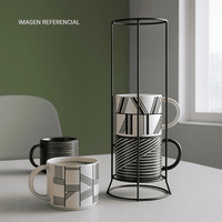 Set de 4 Tazas Cerámicas Orange con Rack Urbano Blanco
