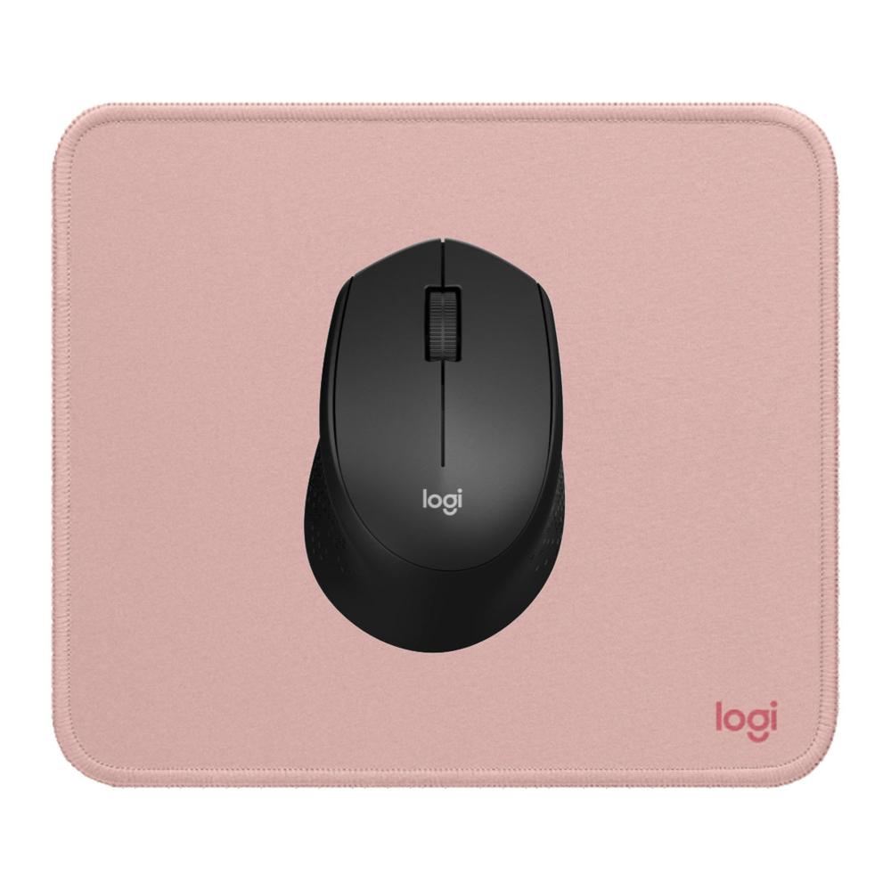 COMBO LOGITECH MOUSE M280 NEGRO Y PAD MOUSE 200X230 ROSADO