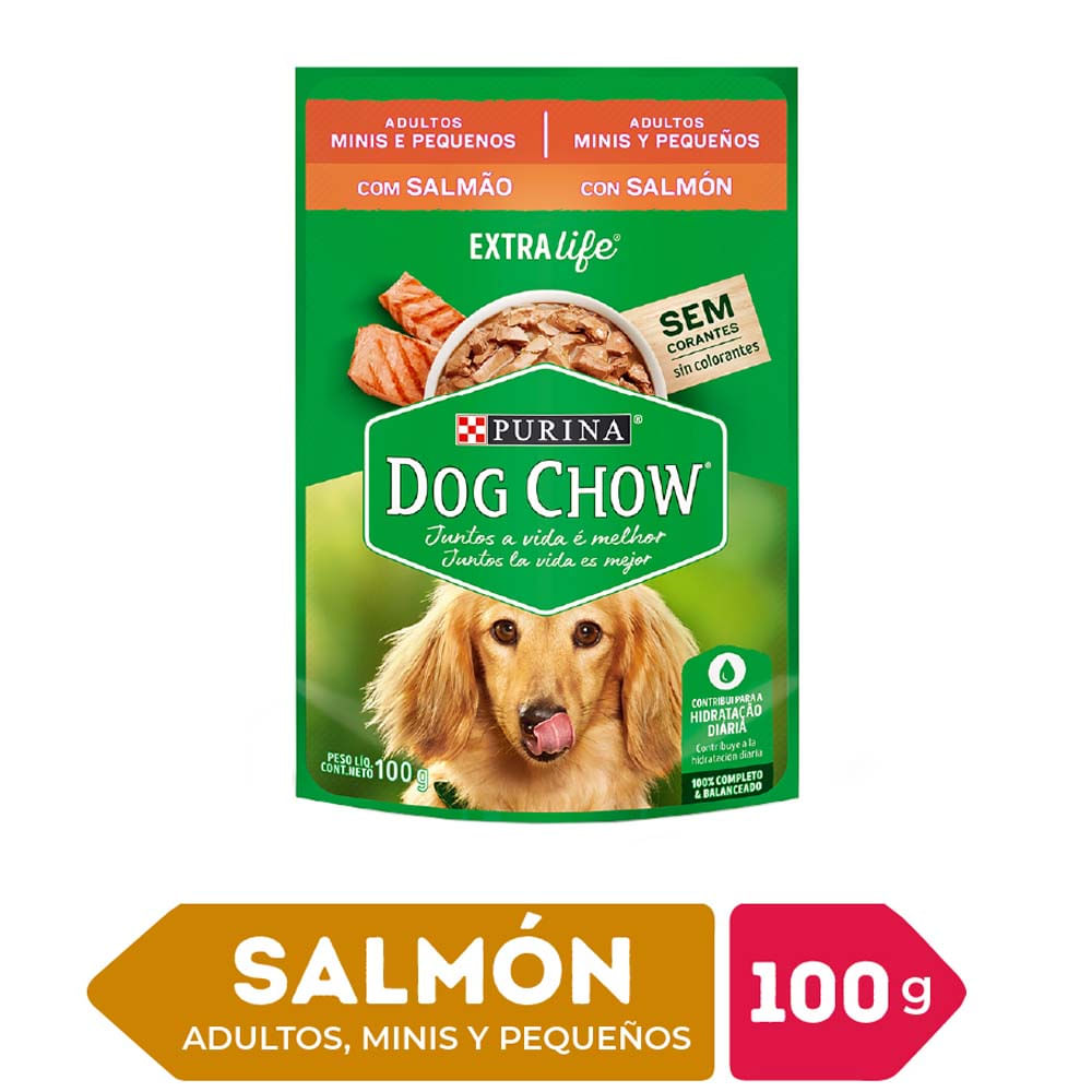 Alimento Húmedo para Perro DOG CHOW Adulto Minis y Pequeños Sabor Salmón Pouch 100g
