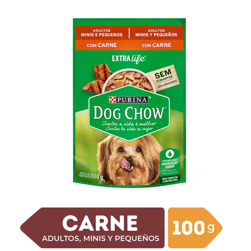 Alimento Húmedo para Perro DOG CHOW Adulto Minis y Pequeños Sabor Carne Pouch 100g