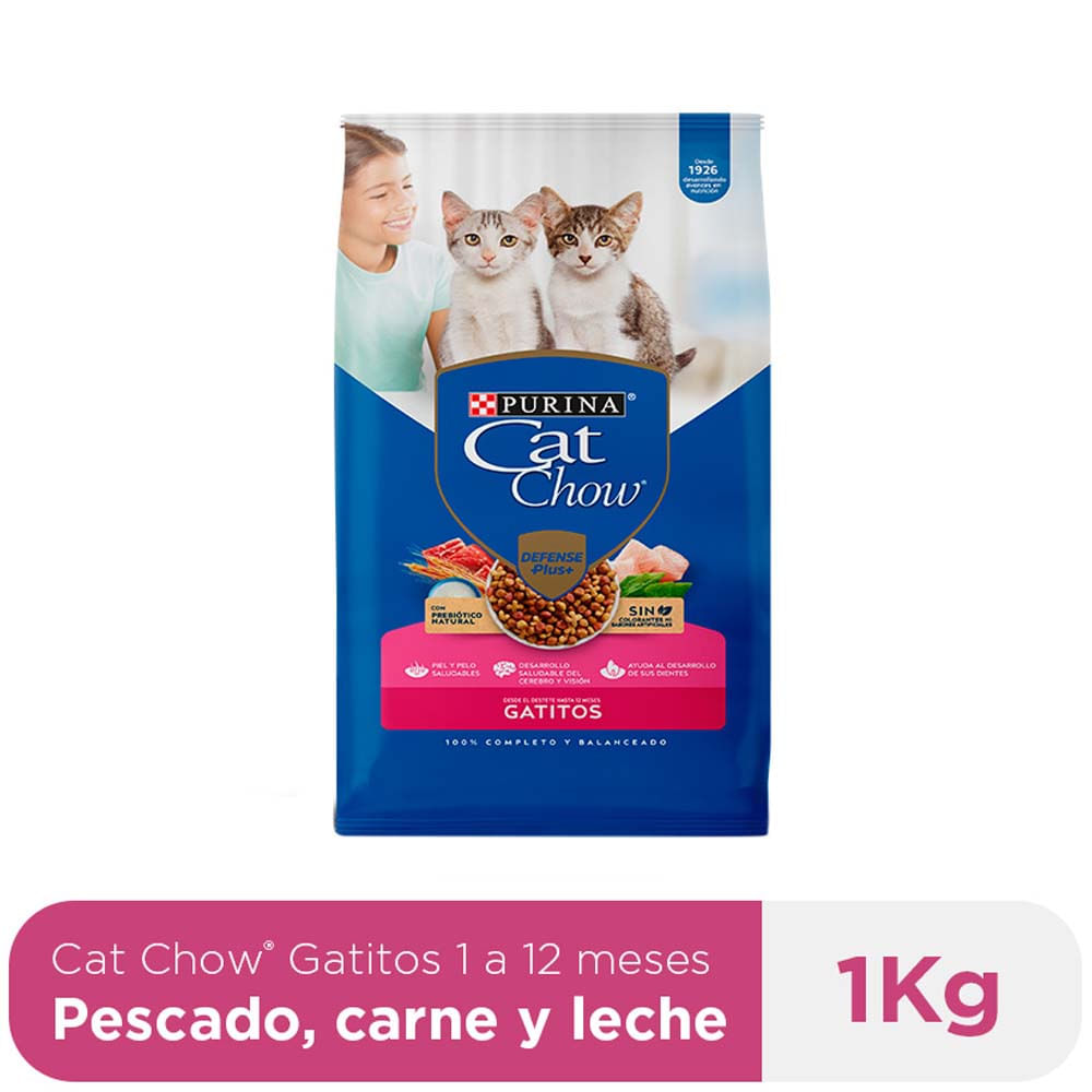 Alimento para Gato CAT CHOW Gatito Sabor Pescado, Carne y Leche Bolsa 1kg