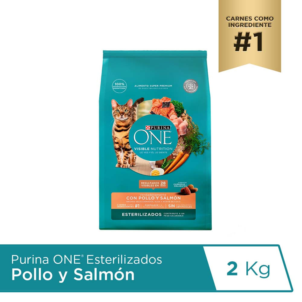Alimento para Gatos Esterilizados Purina One Pollo y Salmón 2kg