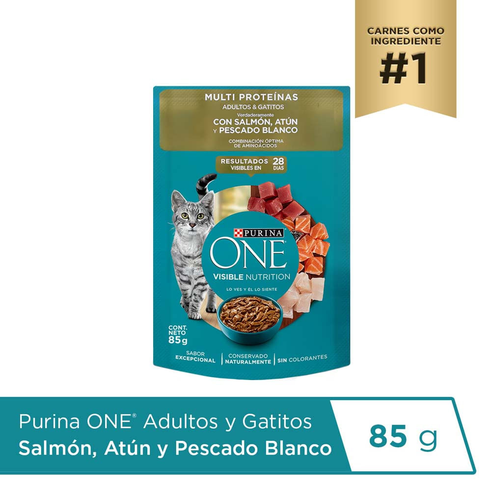 Purina One Gatitos Salmón, Atún y Pollo 85g