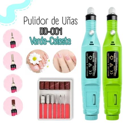 PULIDOR ELÉCTRICO PARA UÑAS - MANICURA PEDICURA VERDE-CELESTE