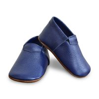 Zapatos Mocs de Cuero Color Azul hechos a mano para Bebés y Niños