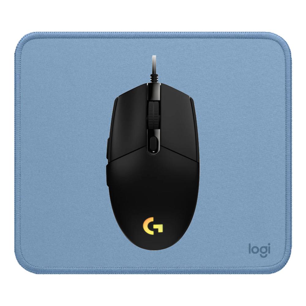 COMBO LOGITECH MOUSE G203 NEGRO Y PAD MOUSE 200X230 AZUL