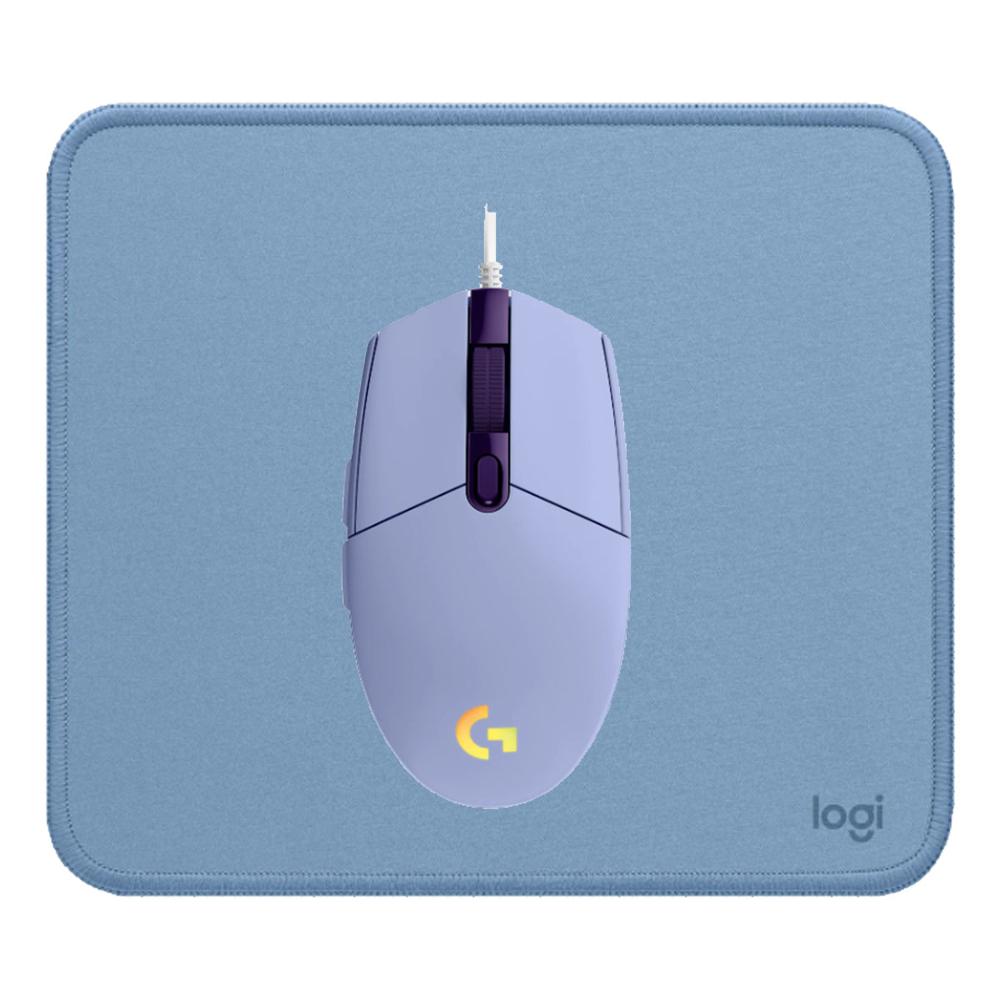 COMBO LOGITECH MOUSE G203 LILA Y PAD MOUSE 200X230 AZUL