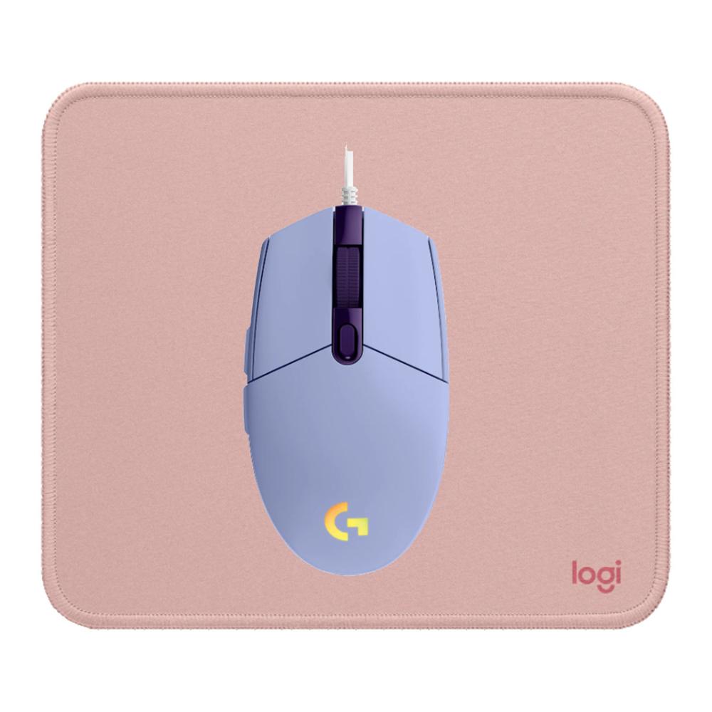 COMBO LOGITECH MOUSE G203 LILA Y PAD MOUSE 200X230 ROSADO