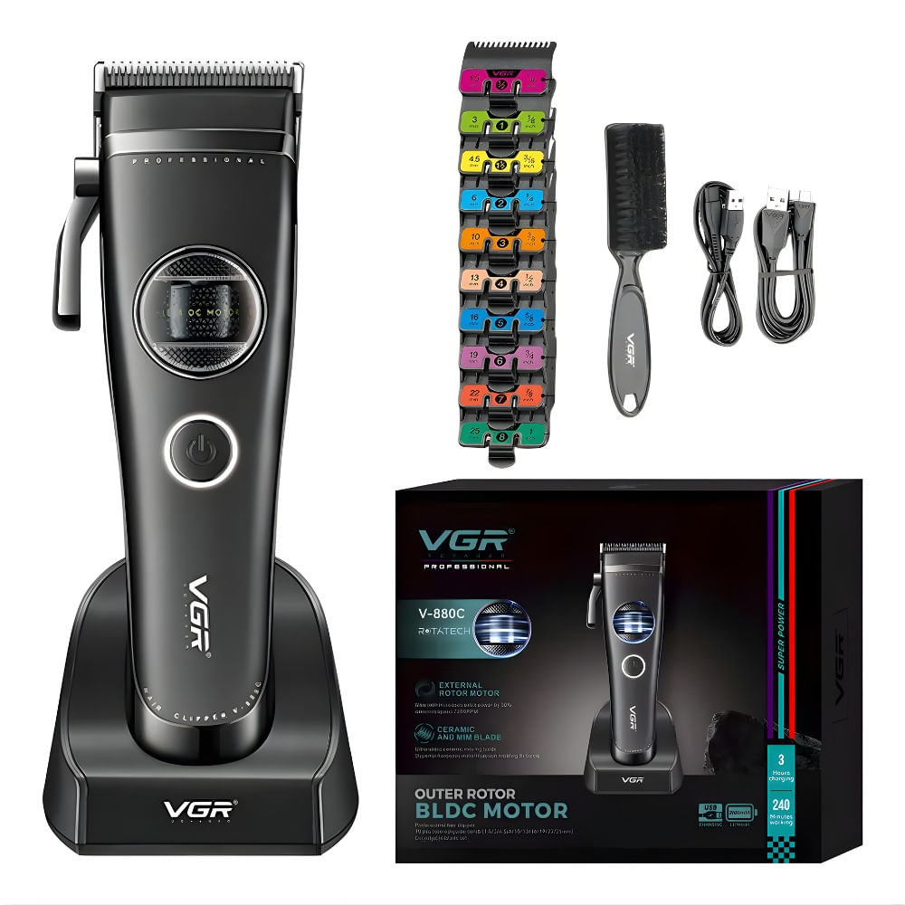 Máquina Cortar Pelo Vgr V-880c Cerámica Motor Rotatech Bldc 7200rpm  Negro