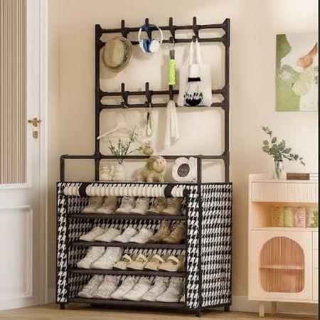 ZAPATERO PERCHERO CON FORRO DE TELA Y CIERRE 5 NIVELES