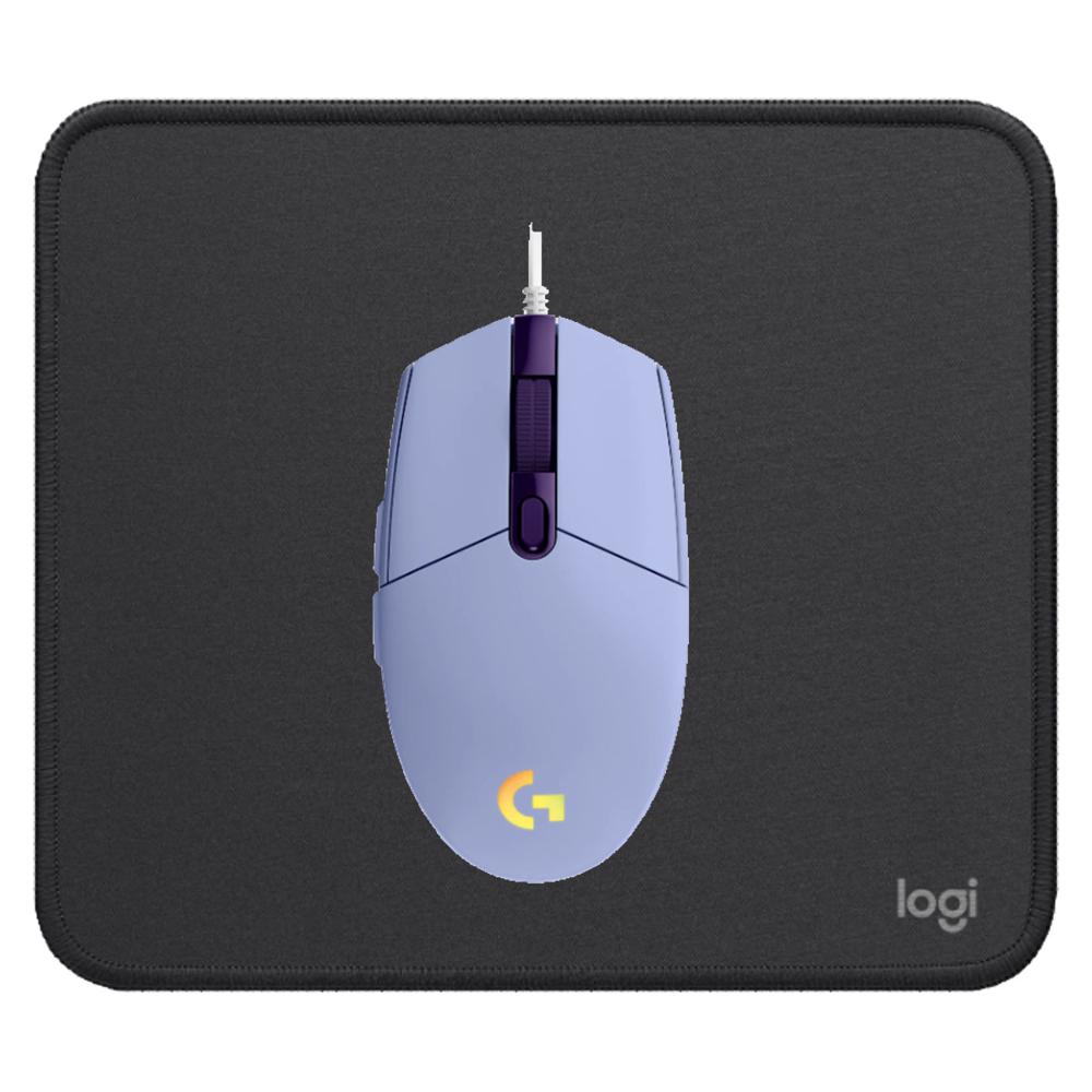 COMBO LOGITECH MOUSE G203 LILA Y PAD MOUSE 200X230 NEGRO