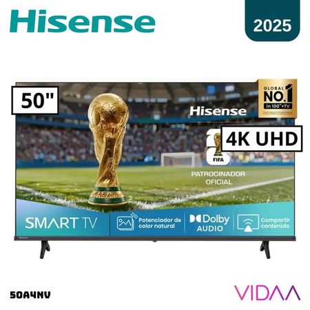 TELEVISOR HISENSE 50 SMART TV VIDAA 4K UHD LED 2025 - 50A4NV Negro