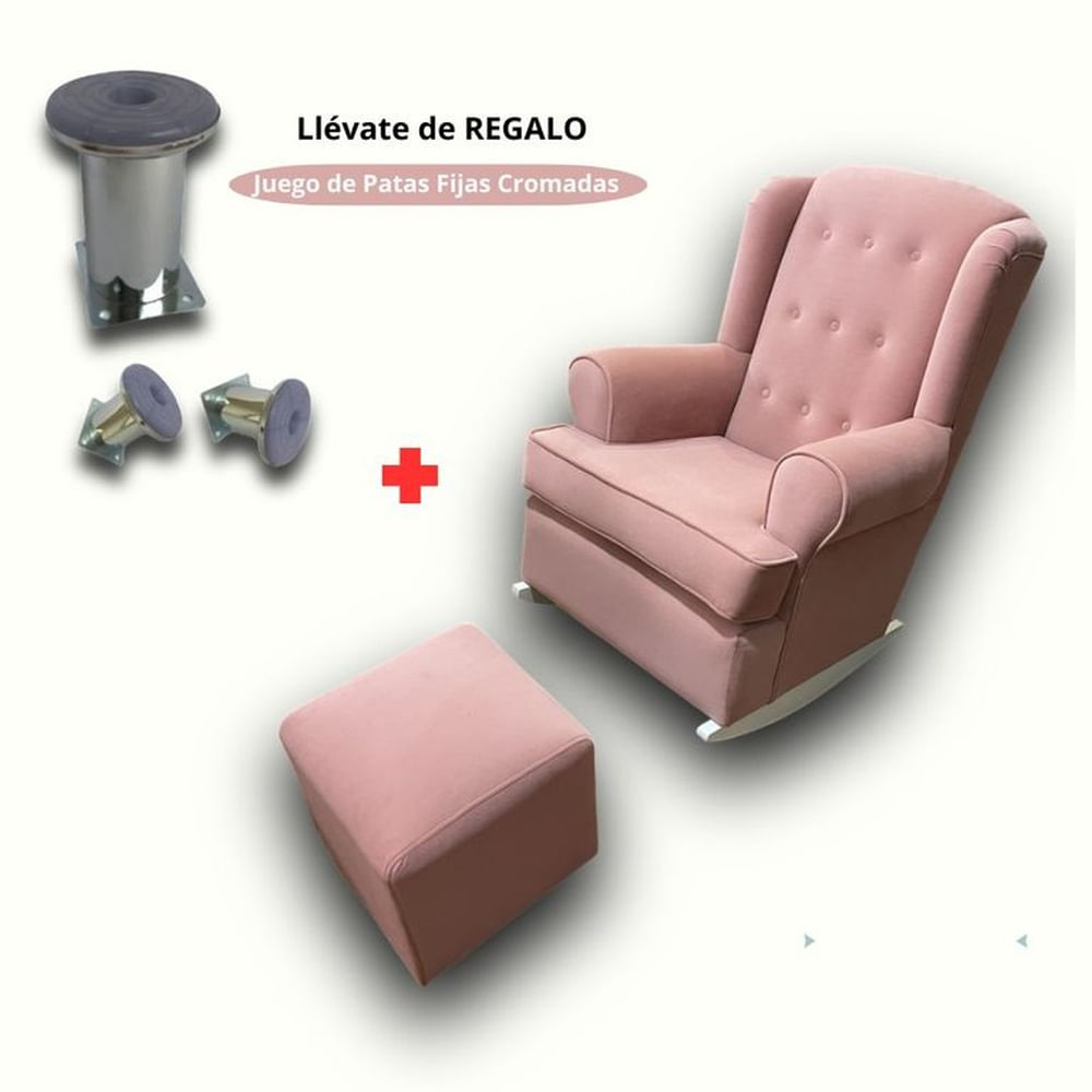 Sillon Mecedor de Lactancia Antifluido Mod Percha color Palo Rosa