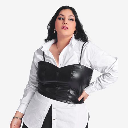 Corset de cuero Leonor Negro - XL