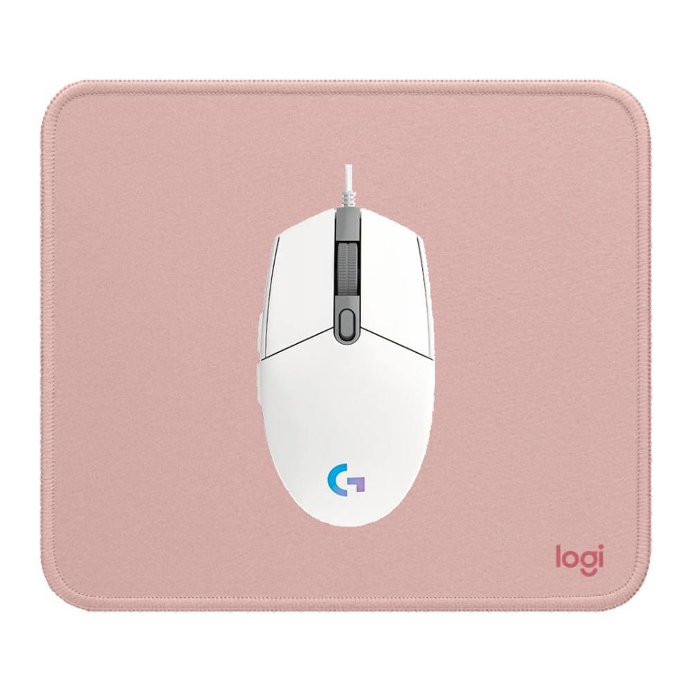 COMBO LOGITECH MOUSE G203 BLANCO Y PAD MOUSE 200X230 ROSADO