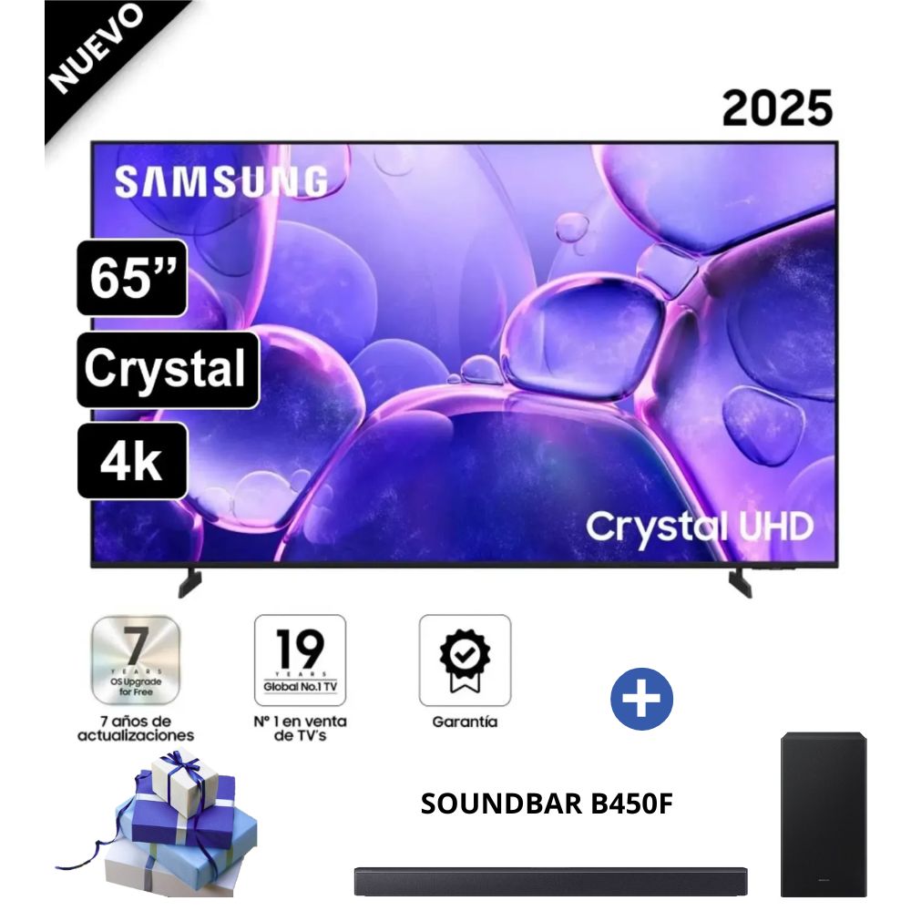 Televisor Samsung Smart TV 65Crystal UHD 4K UN65U8000FGXPE Con Soundbar HW-B450F