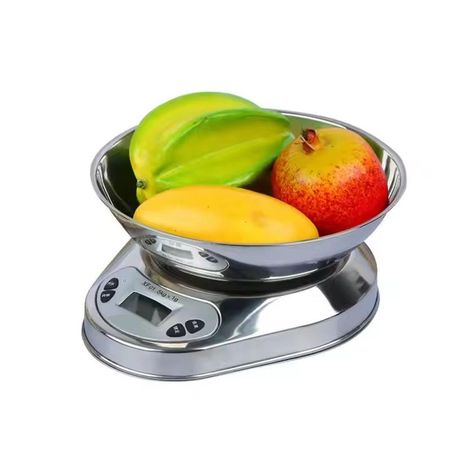 BALANZA DIGITAL CON TOLVA PARA COCINA 5KG ACERO INOXIDABLE