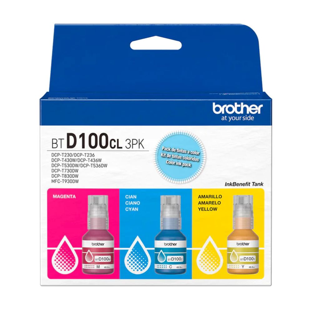 PACK 3 TINTAS BROTHER BTD100CL3PK COLOR