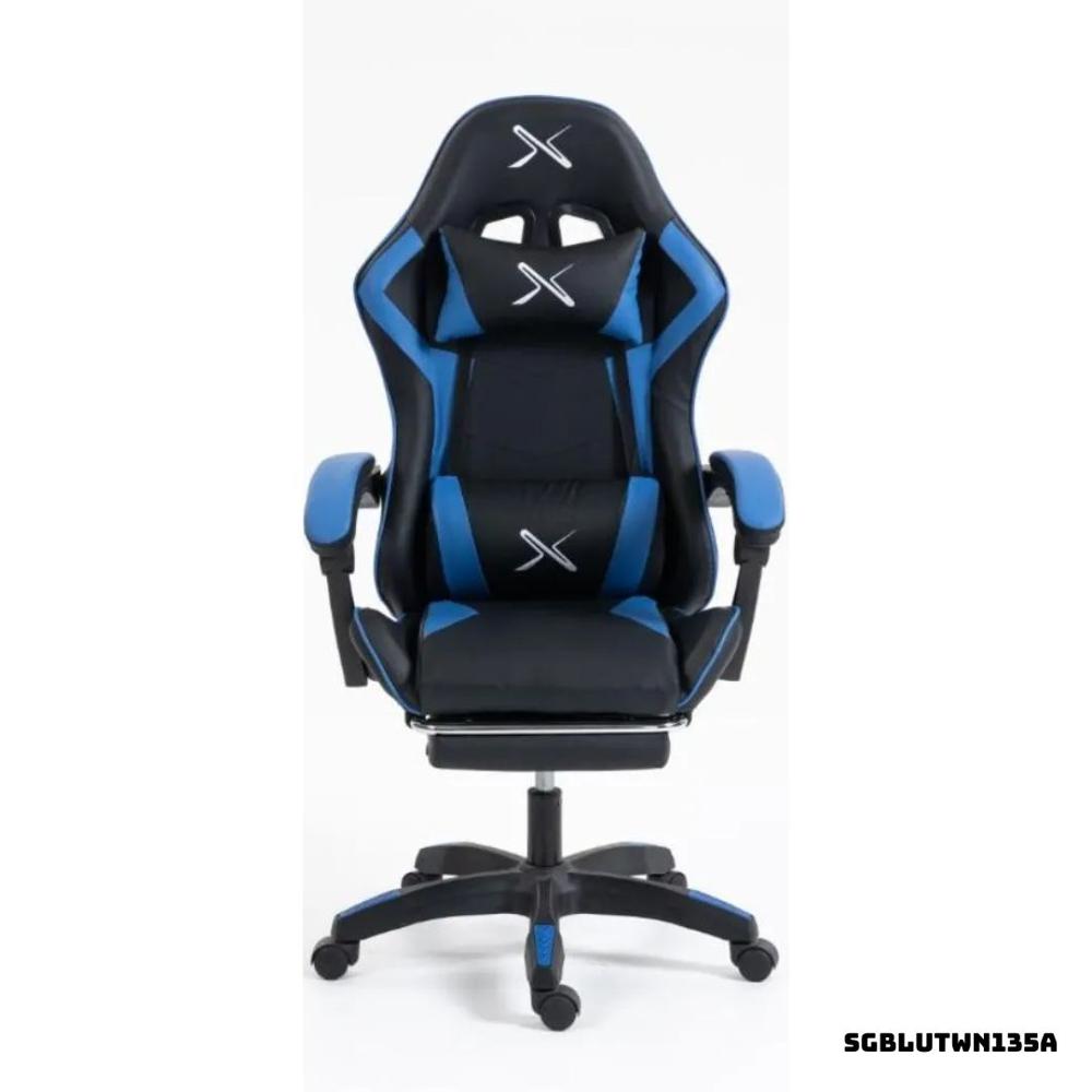 SILLA GAMER LYZOR CON POSAPIES AZUL - SGTWN135A