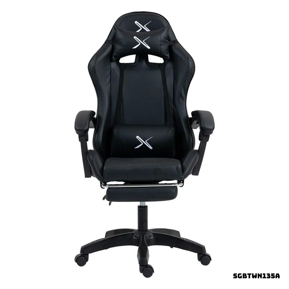SILLA GAMER LYZOR CON POSAPIES NEGRO - SGTWN135A