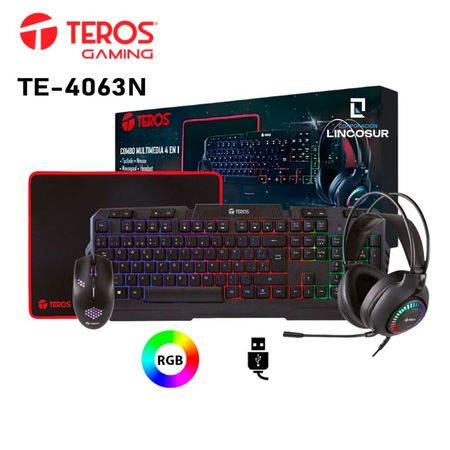COMBO TEROS TECLADO MOUSE AUDIFONO Y PAD MOUSE TE-4063N