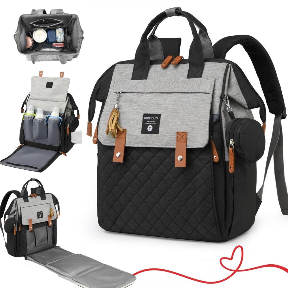 MOCHILA PAÑALERA LUXURY BAG 4 EN 1 MULTIFUNCIONAL, CAMBIADOR, TÉRMICO, IMPERMEABLE BICOLOR