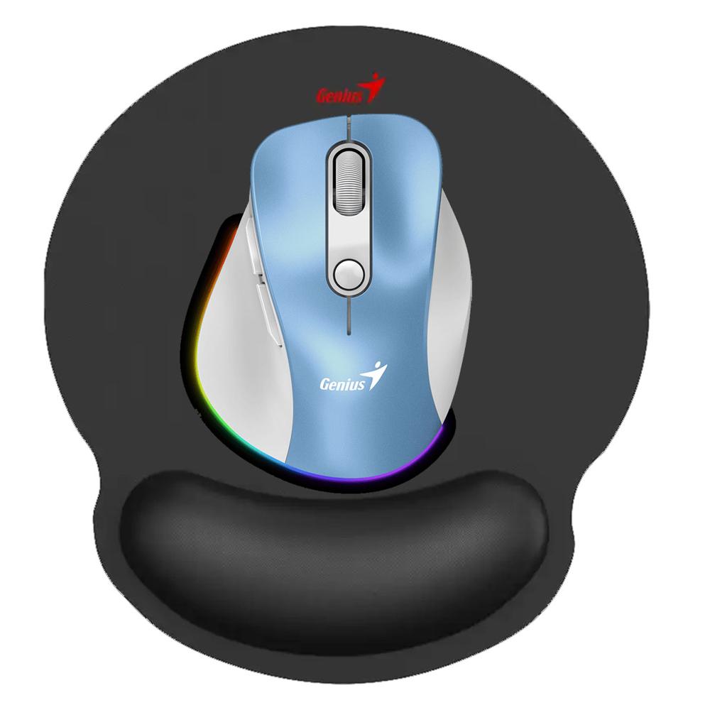 KIT MOUSE 9000S AZUL Y PAD MOUSE GENIUS G WMP 100 CON DESCANSADOR
