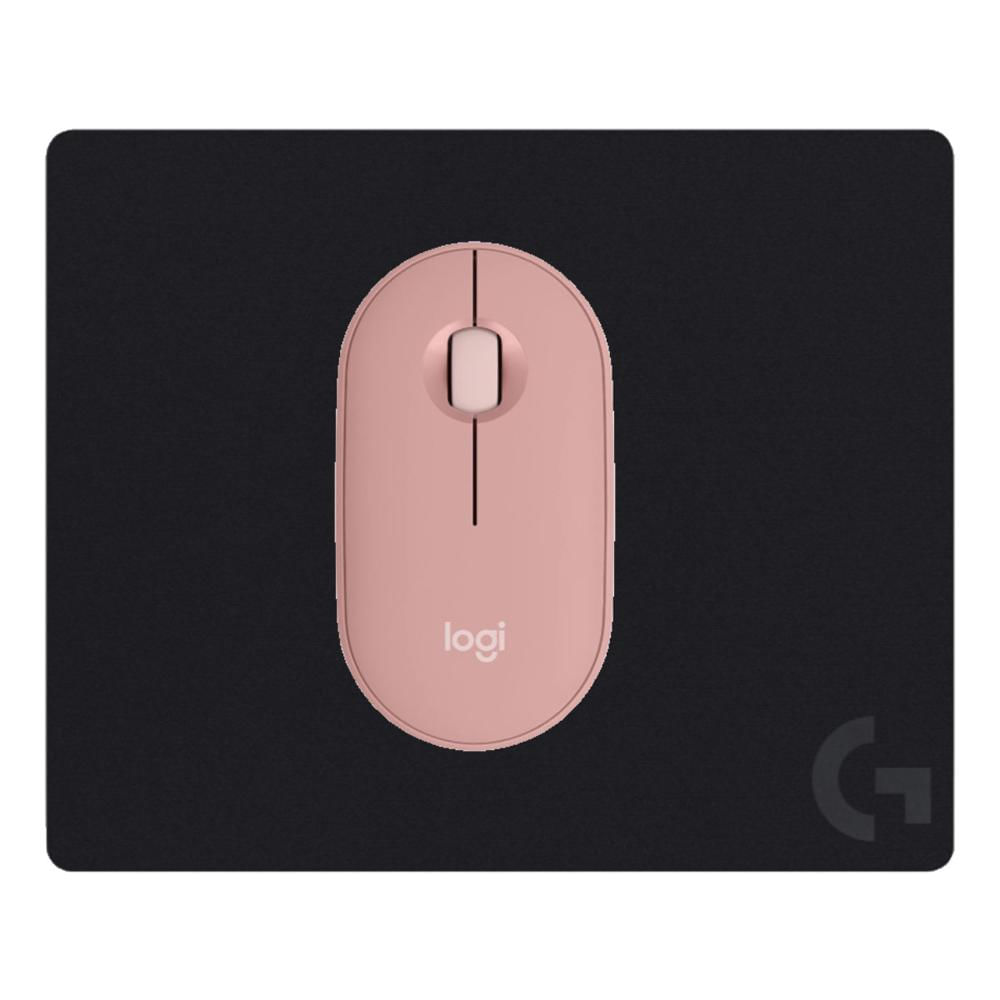 KIT LOGITECH MOUSE M350S ROSADO Y PAD MOUSE G240 NEGRO
