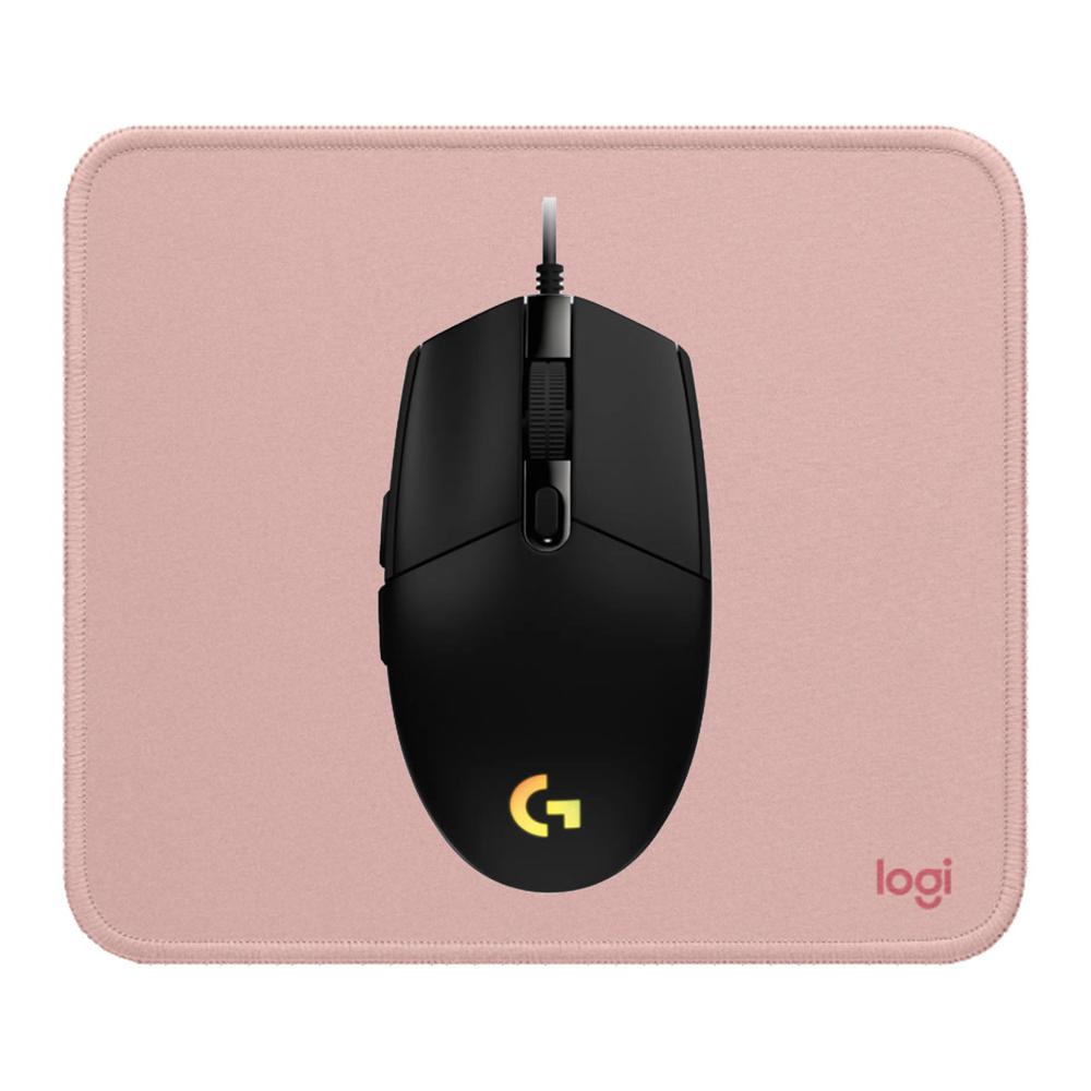 MOUSE G203 NEGRO Y PAD MOUSE 200X230 ROSADO