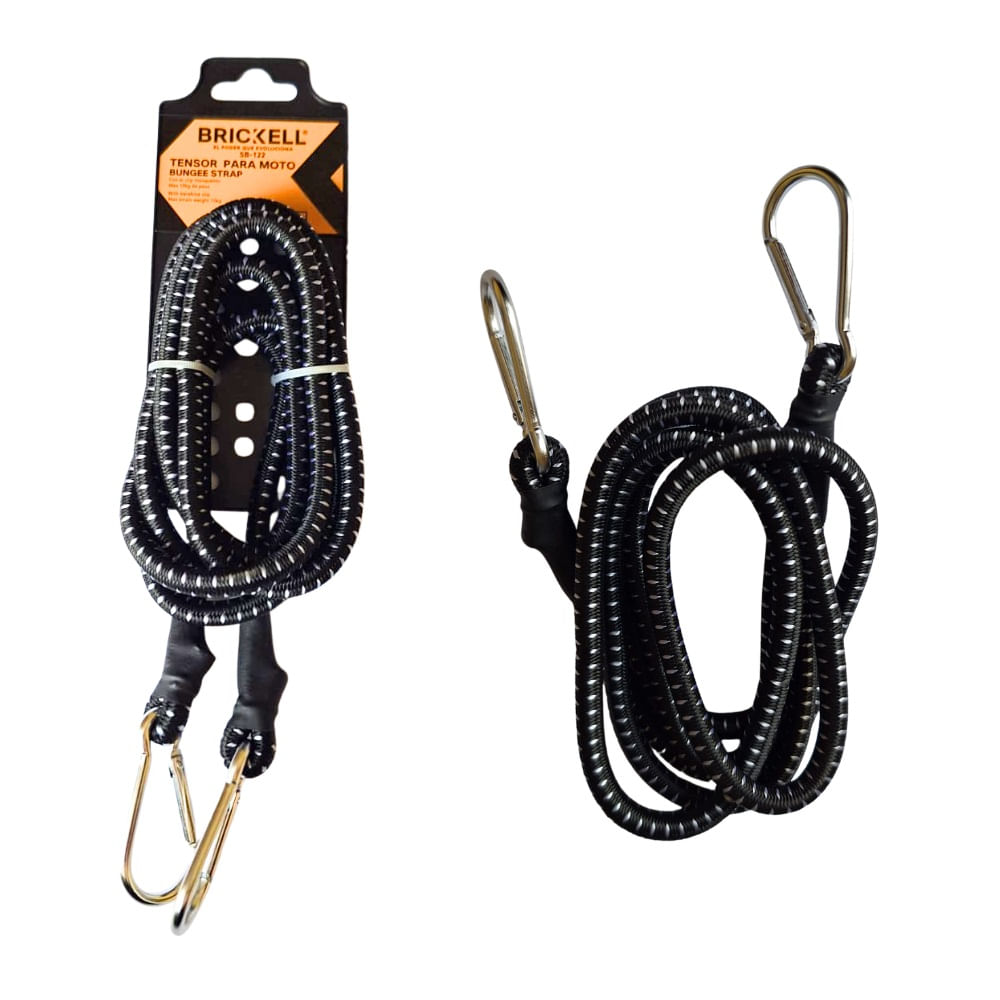 Cuerda Tensor Elastica con Clip Mosqueton para Moto 8mm x 180 cm Brickell SB-122 Negro