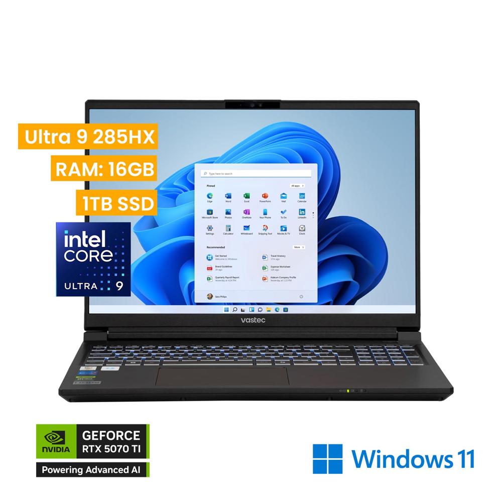 Laptop vastec Intel Cor Ultra 9 275HX 16GB 1TB SSD NVIDIA RTX 5070 Ti 12GB Windows 11 Pro