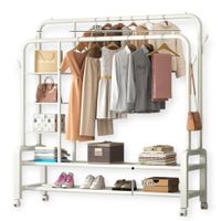 Estante Colgador Organizador Ropa Perchero 58kg Con Ruedas Blanco