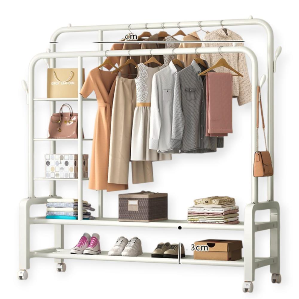 Estante Colgador Organizador Ropa Perchero 88kg Con Ruedas Blanco