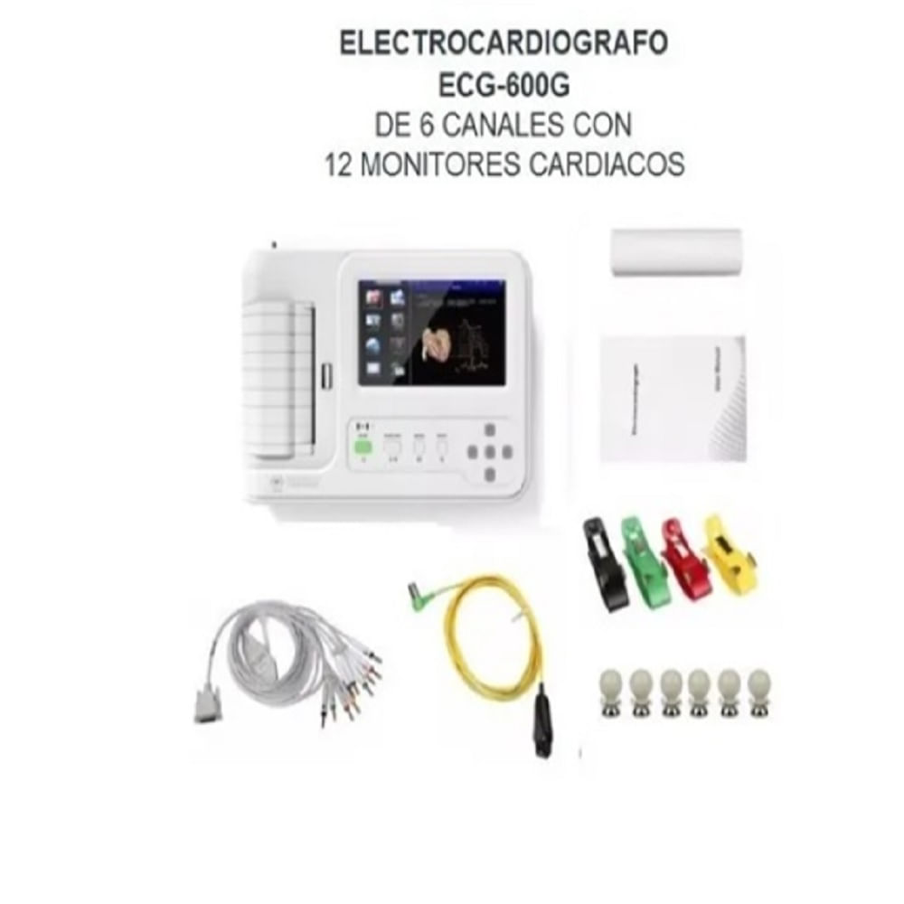 Electrocardiógrafo ECG600G de 6 Canales y 12 Monitores