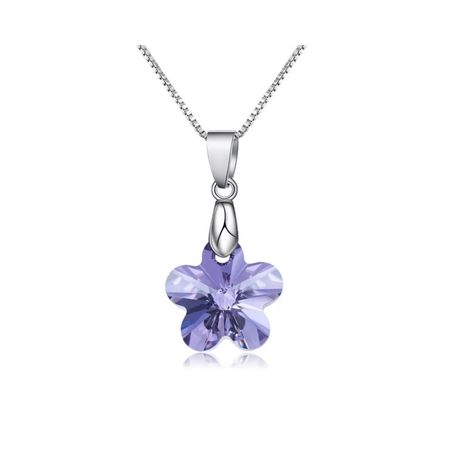 Collar de Plata Sifrah Shop dije Cristal Swarovski Flor Lila para Regalo Mujer