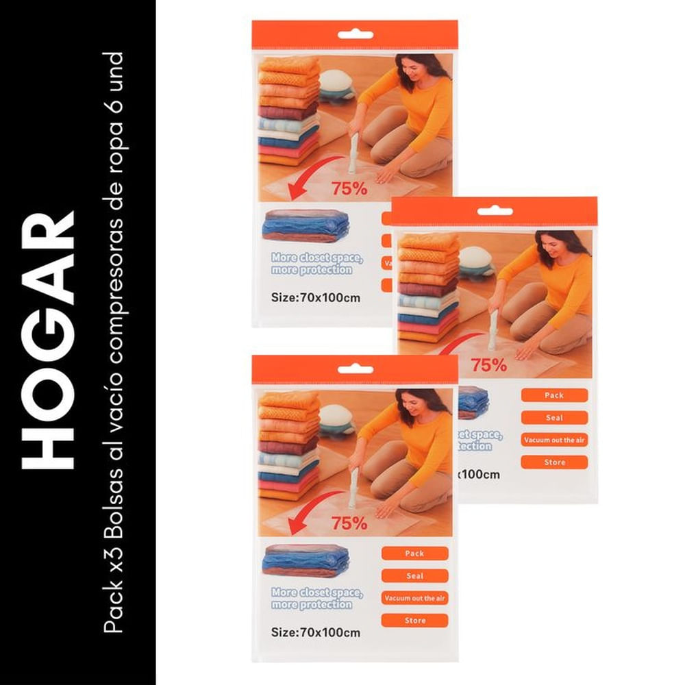 Pack x3 Bolsas al vacío compresoras de ropa 3 und
