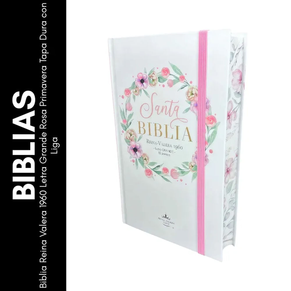 Biblia Reina Valera 1960 Letra Grande Rosa Primavera Tapa Dura con Liga