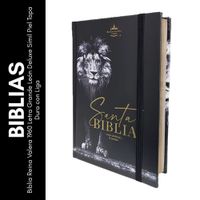 Biblia Reina Valera 1960 Letra Grande León Deluxe Símil Piel Tapa Dura con Liga