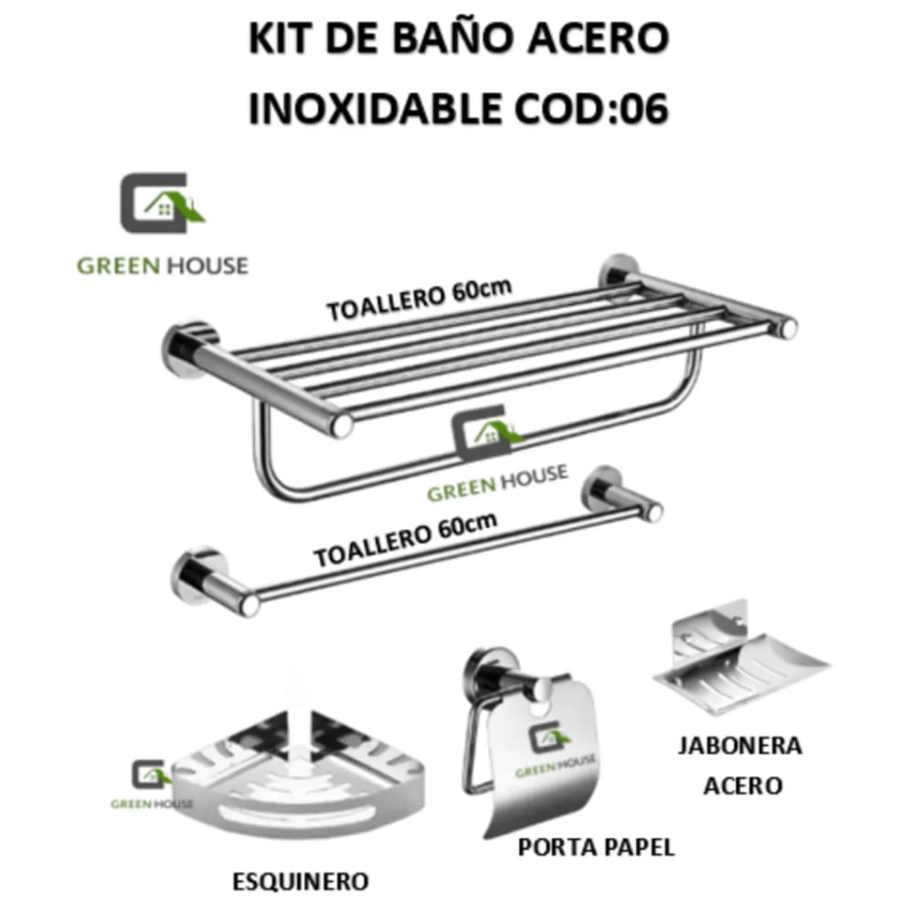 KIT DE BAÑO ACERO INOXIDABLE COD06