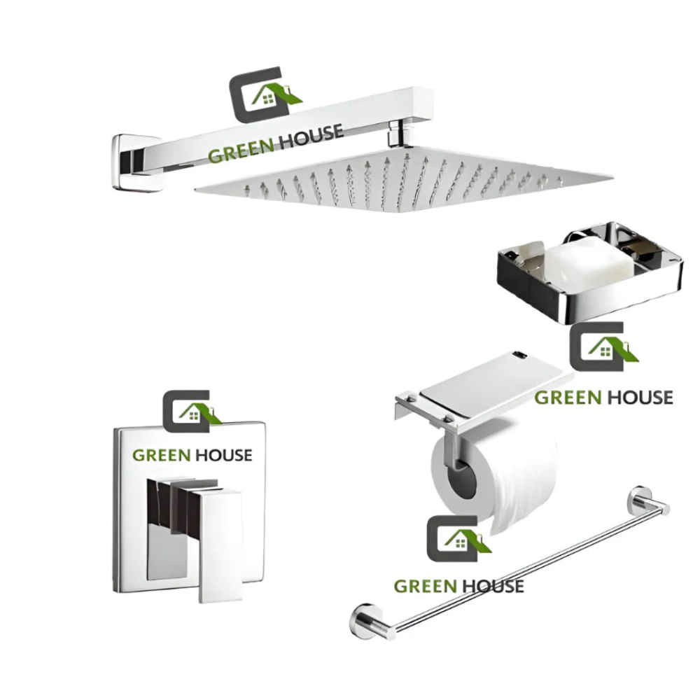 kit MONOCOMANDO DE DUCHA 10 CON SALIDA CUADRADA mas toallero cromado