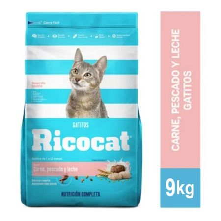 Comida para Gatos Ricocat Cachorros Carne Pescado y Leche 9 Kg