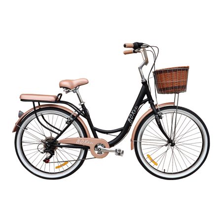 Bicicleta Box Vintage Aro 26 con Shimano Tourner - Negro con Marrón
