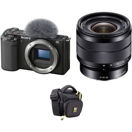Cámara Sony Zv E10 Mirrorless con Lente 10 18Mm y Kit de Bolsa Negro 1738761-REG