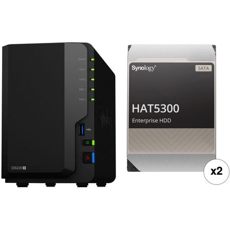 Kit de Carcasa Nas Synology Ds220+ de 2 Bahías con Unidades Empresariales Synology Hat5300 de 24Tb 1669506-REG