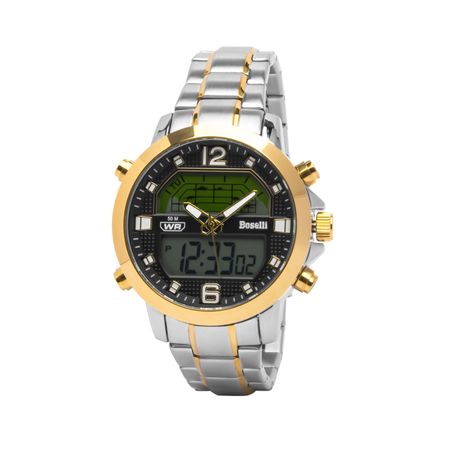 Reloj Boselli B516 Acuático Doble Hora Color Plata con Dorado