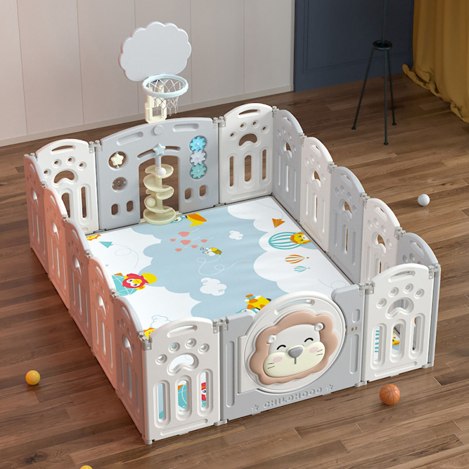 Corralito Infantil Plegable para Bebes y Niños con Panel  de Juegos   150 x 180 cm