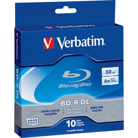 Paquete de 10 Discos Blu Ray Verbatim de 50Gb y Velocidad de Grabación 8X 745849-REG