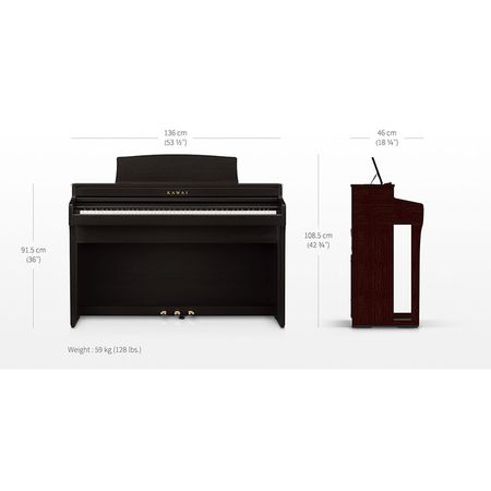 Piano Digital Kawai Ca49 con Banco a Juego Madera de Rosa 1570040-REG