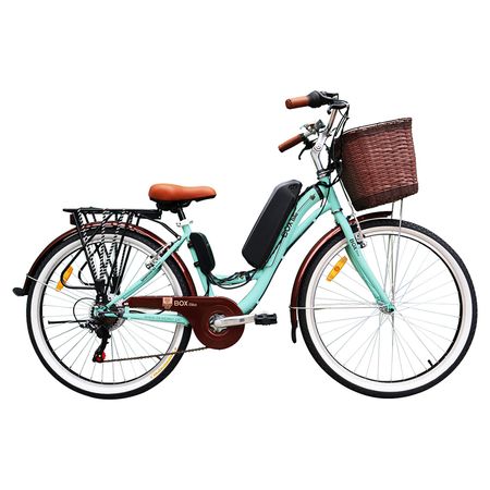 Bicicleta Eléctrica Modelo Vintage Romántica Aro 26 - Verde
