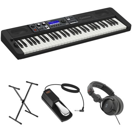 Kit de Valor de Teclado Portátil Casio Ct S500 de 61 Teclas con Soporte Pedal y Auriculares 1689404-REG